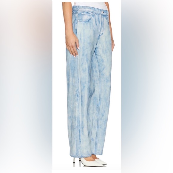 rag & bone Miramar Fleece Wide Leg Jeans in Cloudy - Picture 2 of 8